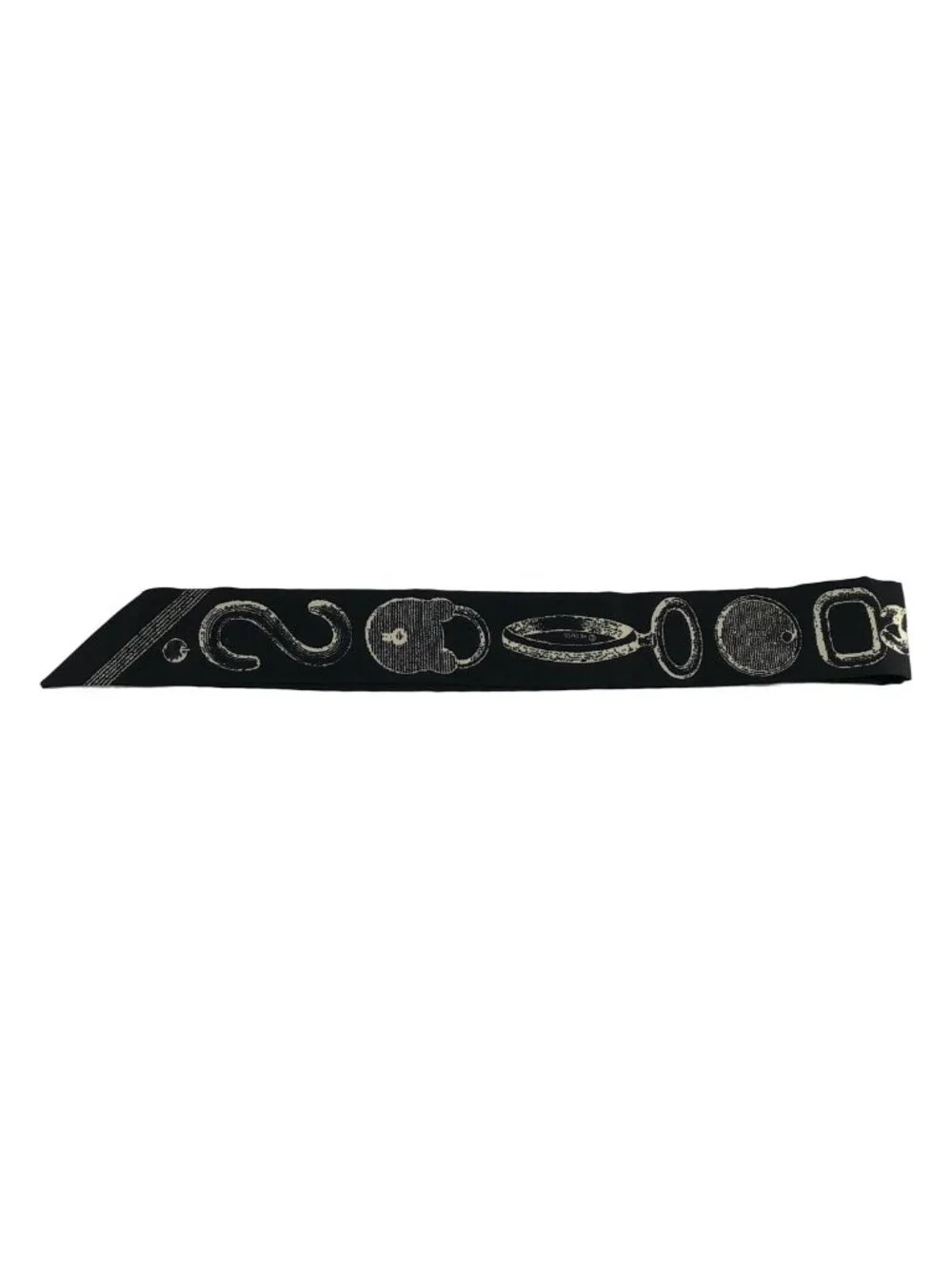 Hermes Inventaire Poetique Silk Twilly Black Gray Scarf